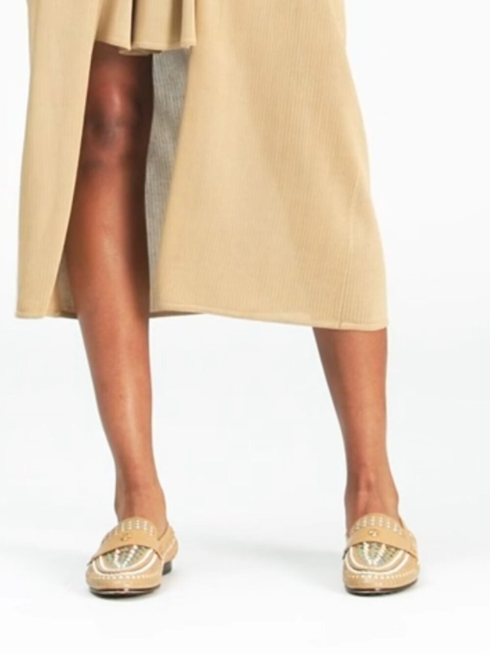 Tory Burch $348 Woven Ballet Loafer Flats Tan Blue SUPER COMFY! - Picture 10 of 12